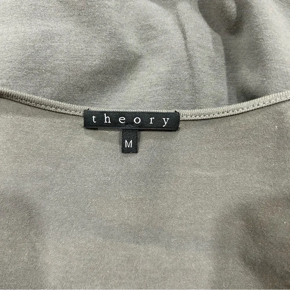 THEORY Army Green Faux Wrap Sleeveless Dress in Women's Size Medium - Picture 5 of 7